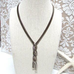Metallic MESH Slinky Snake-like Necklace Silver Tone Vintage Twisted Retro Style